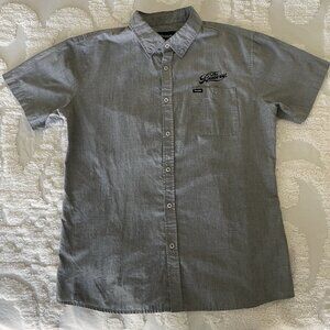 Brixton Short Sleeve Button Up Shirt Gray “The bruery” Lightweight Men's Large